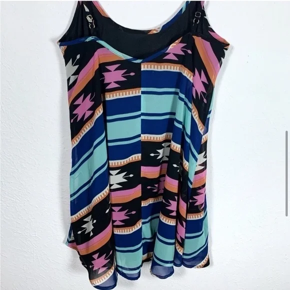 Show Me Your Mumu Peta‎ Mini Dress Blue Southwestern Geometric Boho Print Medium - Picture 6 of 7